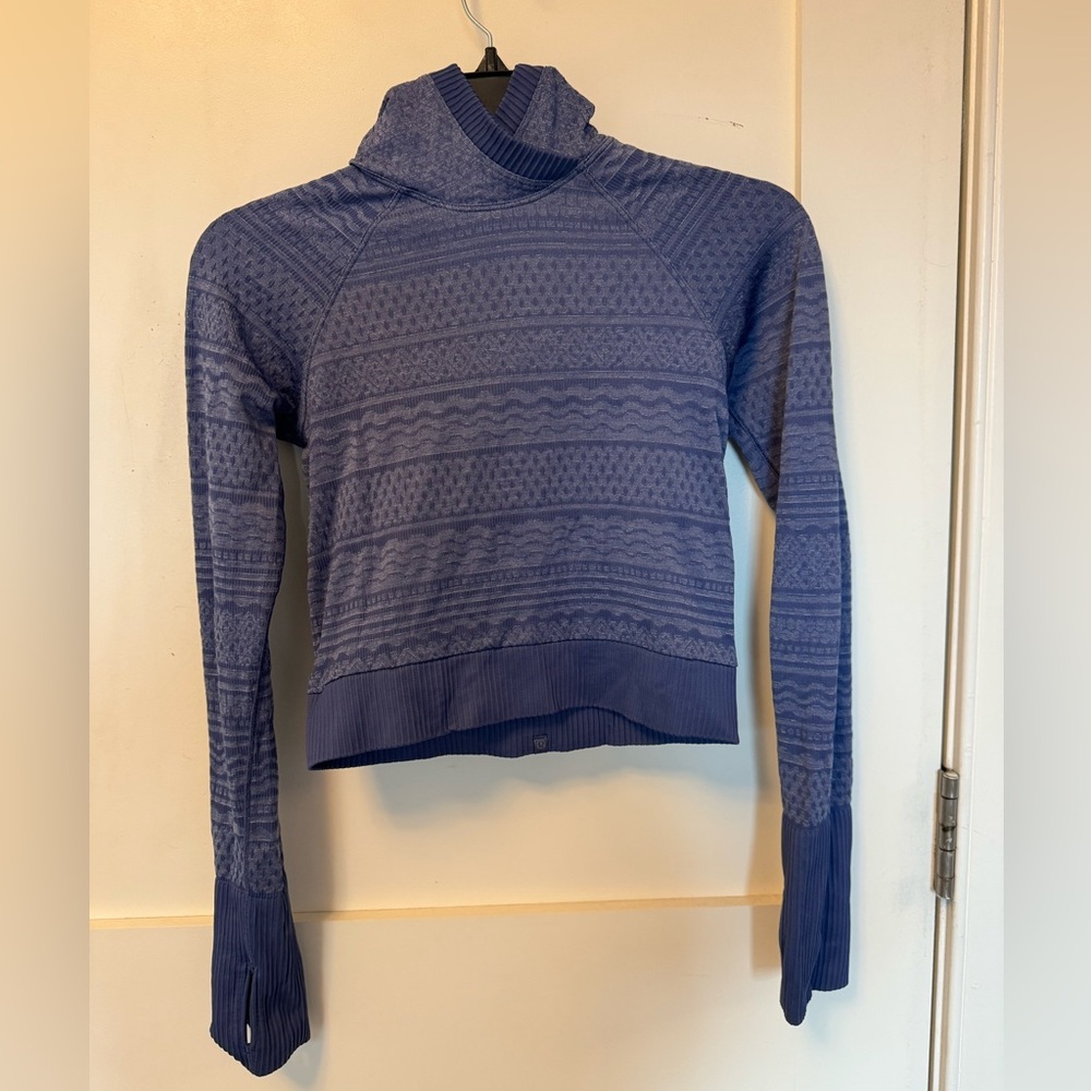 Lululemon Rest Less Hoodie Gatsby Blue White Long Sleeve Athletic Top Size S
